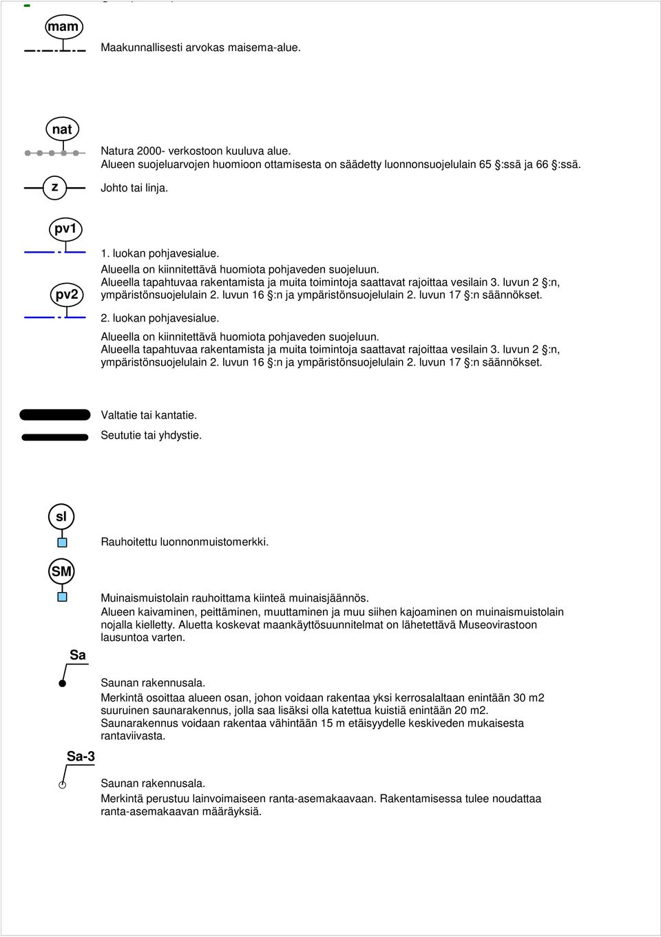 luvun 2 :n, ympäristönsuojelulain 2. luvun 6 :n ja ympäristönsuojelulain 2. luvun 7 :n säännökset. 2. luokan pohjavesialue. Alueella on kiinnitettävä huomiota pohjaveden suojeluun.