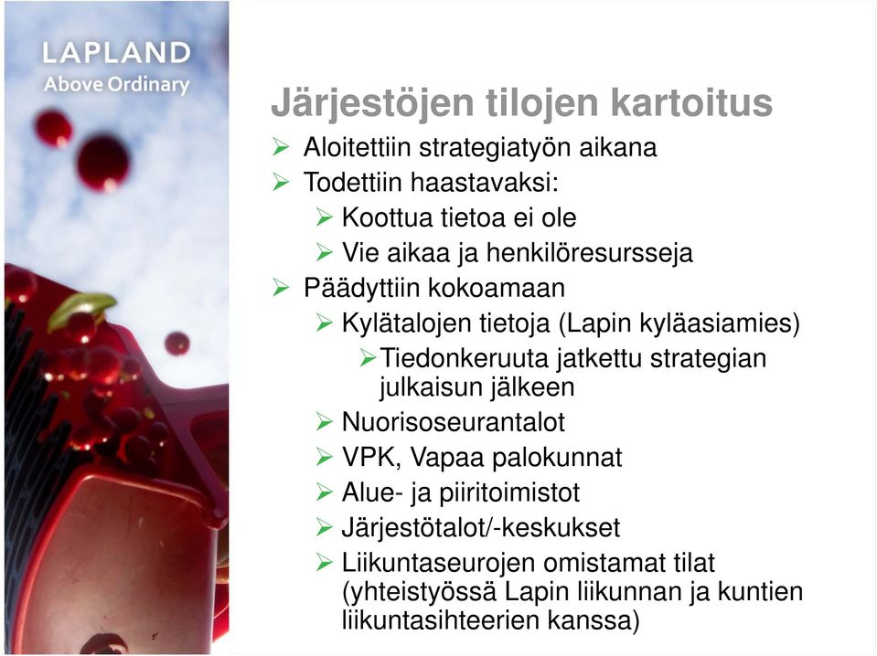 jatkettu strategian julkaisun jälkeen Nuorisoseurantalot VPK, Vapaa palokunnat Alue- ja piiritoimistot