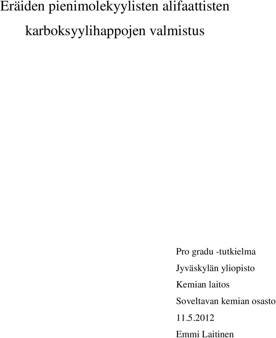 -tutkielma Jyväskylän yliopisto Kemian