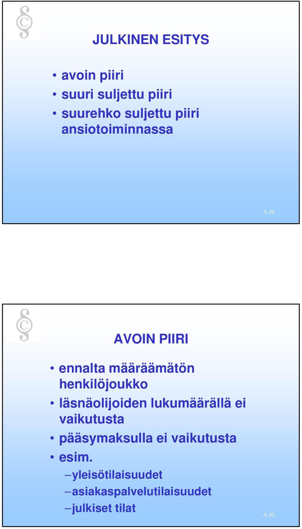 henkilöjoukko läsnäolijoiden lukumäärällä ei vaikutusta pääsymaksulla