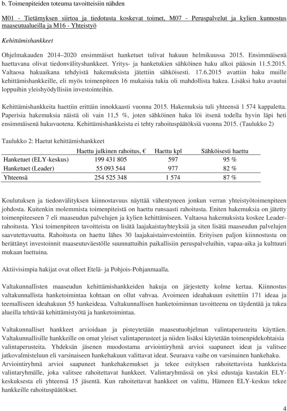 17.6.2015 avattiin haku muille kehittämishankkeille, eli myös toimenpiteen 16 mukaisia tukia oli mahdollista hakea. Lisäksi haku avautui loppuihin yleishyödyllisiin investointeihin.