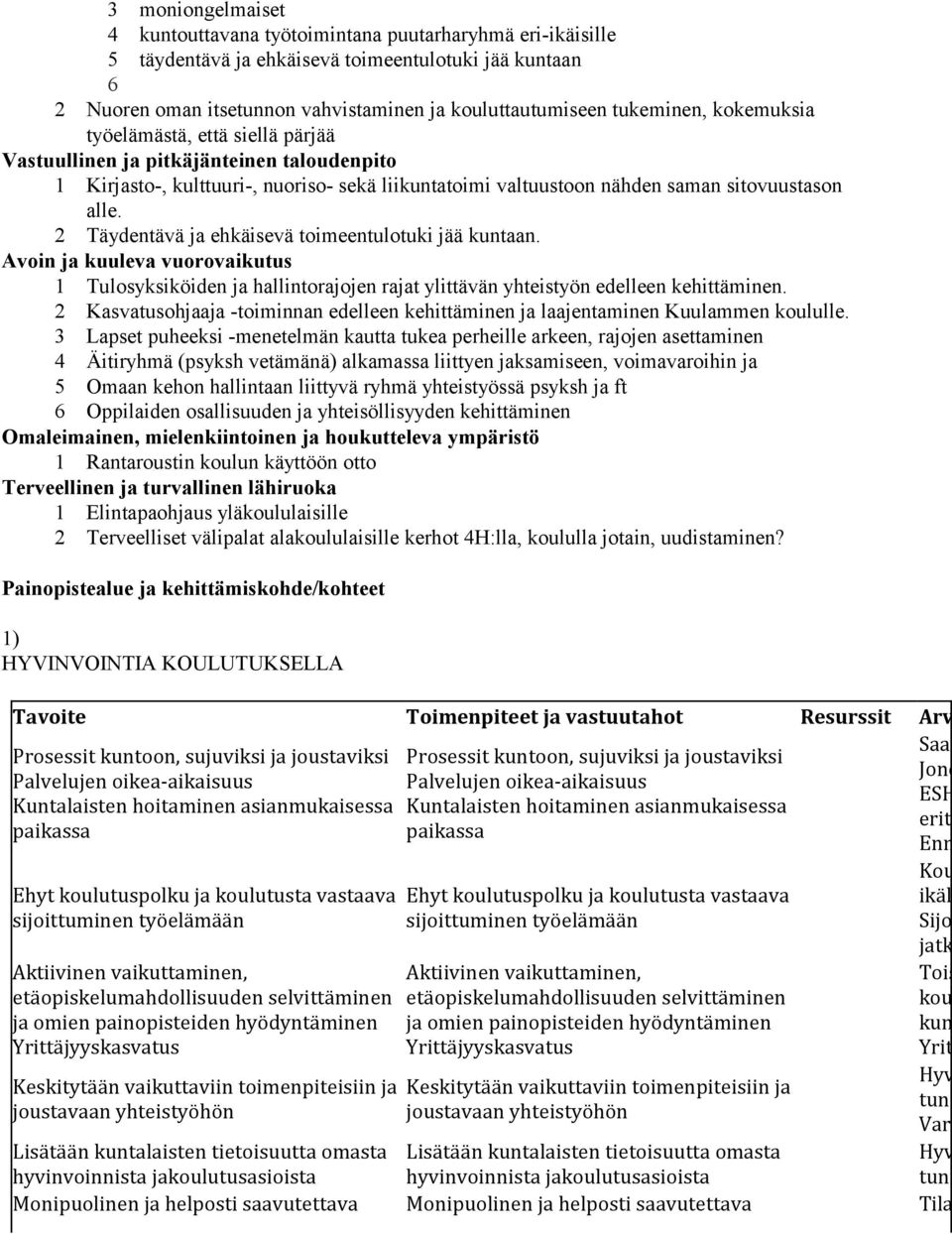 2 Täydentävä ja ehkäisevä toimeentulotuki jää kuntaan. Avoin ja kuuleva vuorovaikutus 1 Tulosyksiköiden ja hallintorajojen rajat ylittävän yhteistyön edelleen kehittäminen.