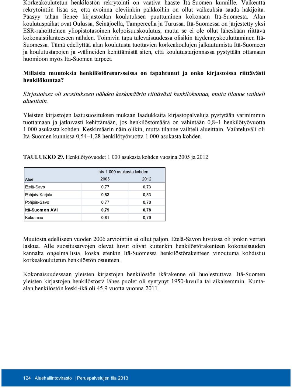Itä-Suomessa on järjestetty yksi ESR-rahoitteinen yliopistotasoinen kelpoisuuskoulutus, mutta se ei ole ollut läheskään riittävä kokonaistilanteeseen nähden.