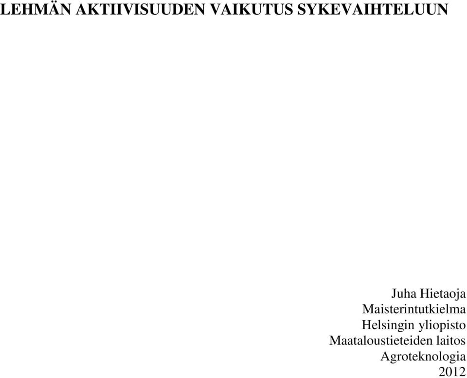 Maisterintutkielma Helsingin