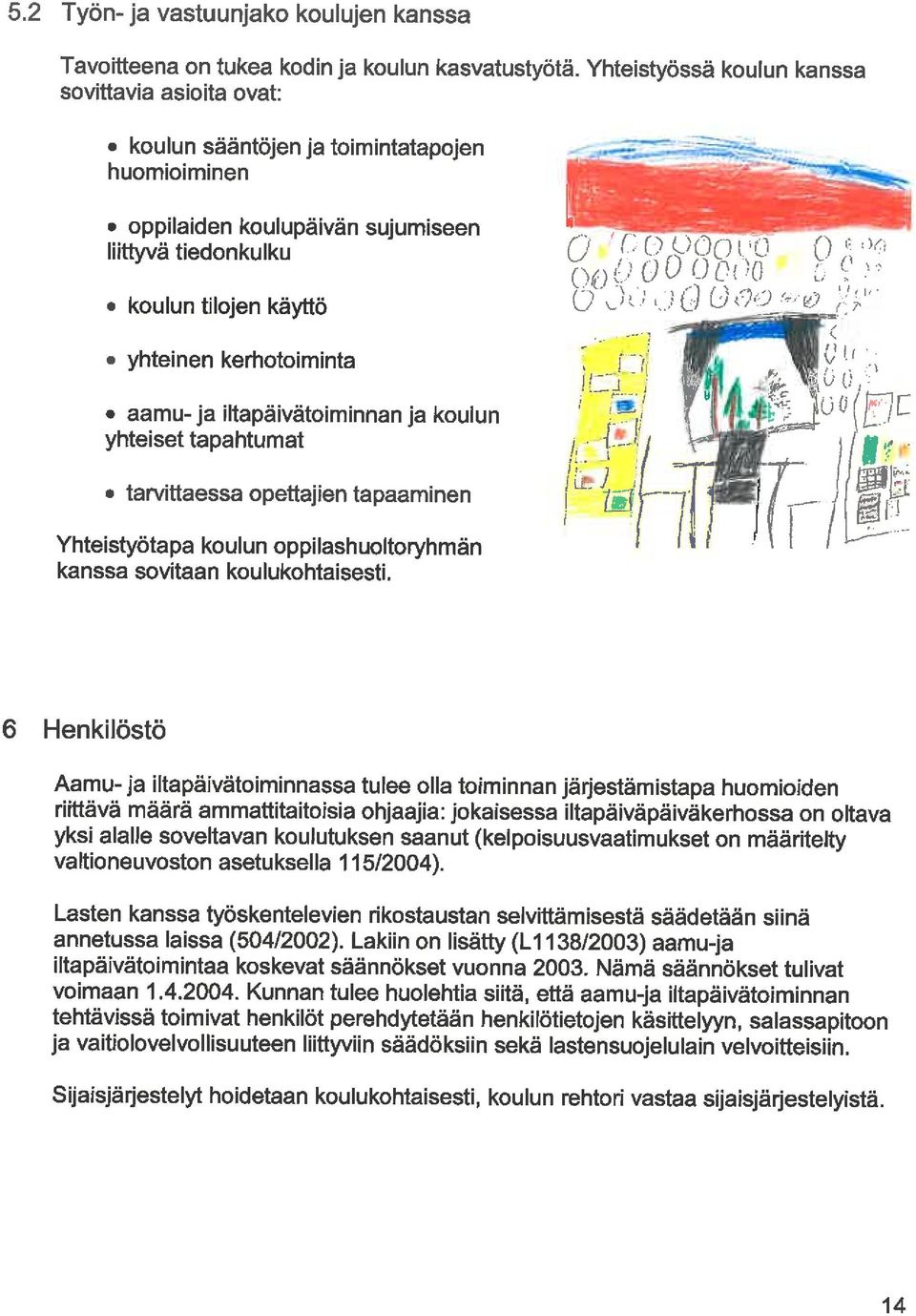 aamu- ja iltapäivätoiminnan ja koulun yhteiset tapahtumat. tarvittaessa opettajien tapaaminen Yhteistyötäpä koulun oppilashuoltoryhmän kanssa sovitaan koulukohtaisesti.