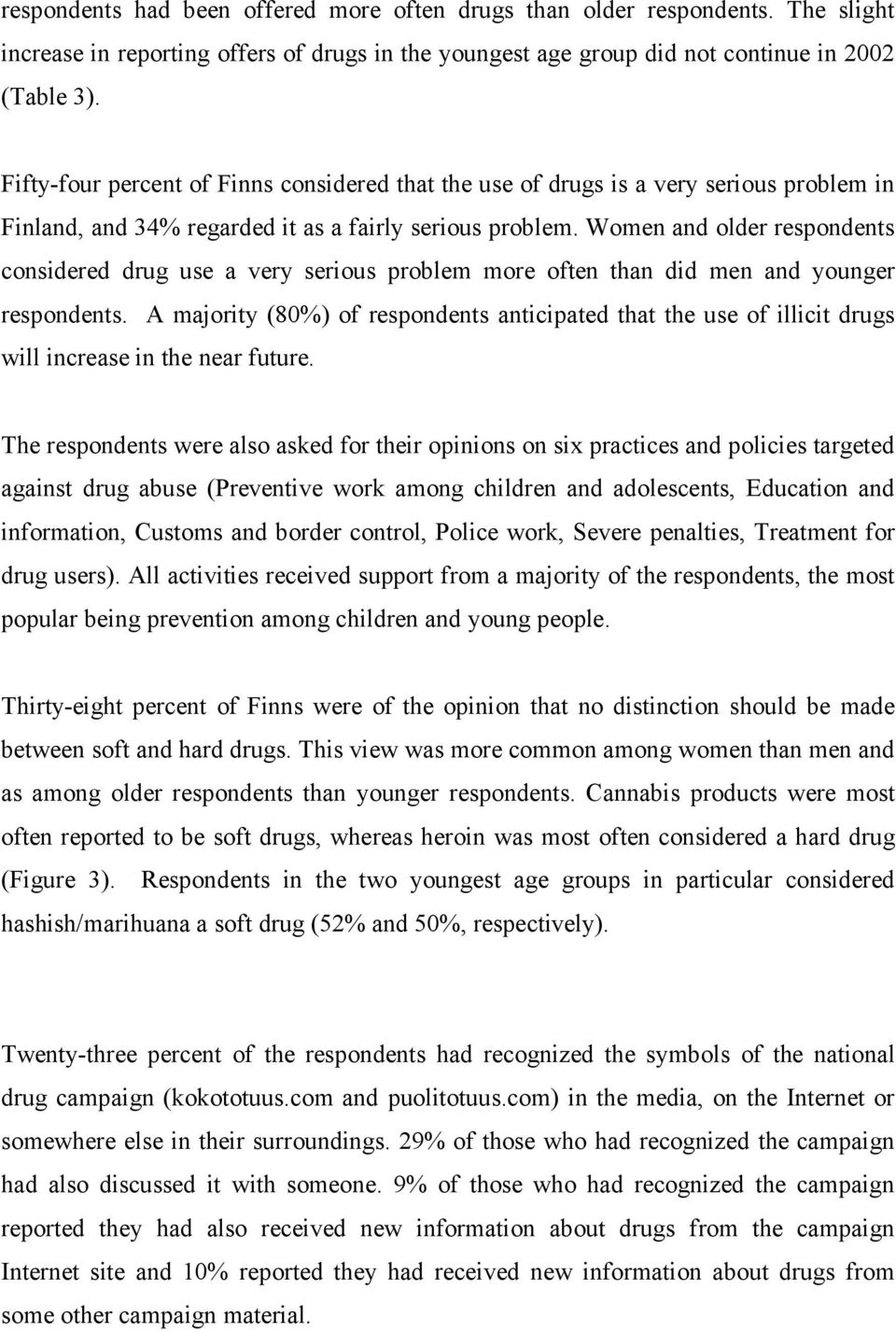 Women and older respondents considered drug use a very serious problem more often than did men and younger respondents.