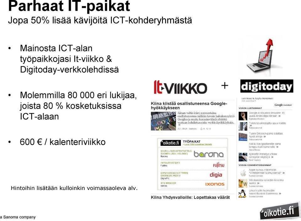 Digitoday-verkkolehdissä Molemmilla 80 000 eri lukijaa, joista 80 %