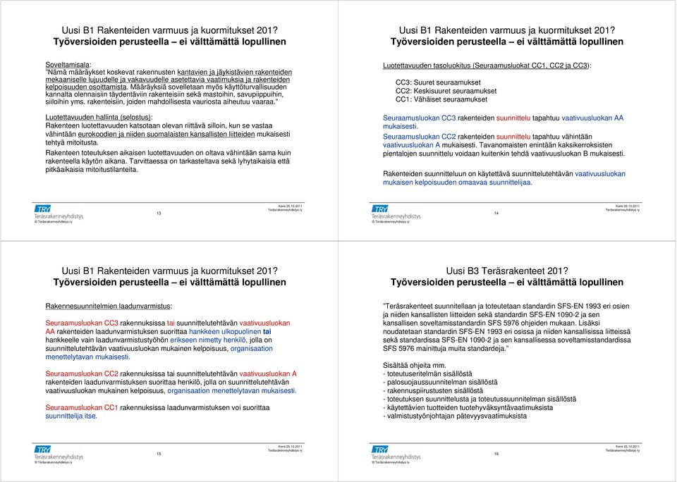 Määräyksiä sovelletaan myös käyttöturvallisuuden kannalta olennaisiin täydentäviin rakenteisiin sekä mastoihin, savupiippuihin, siiloihin yms.