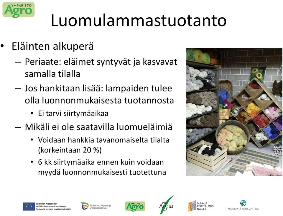 siirtymäaikaa Mikäli ei ole saatavilla luomueläimiä Voidaan hankkia tavanomaiselta