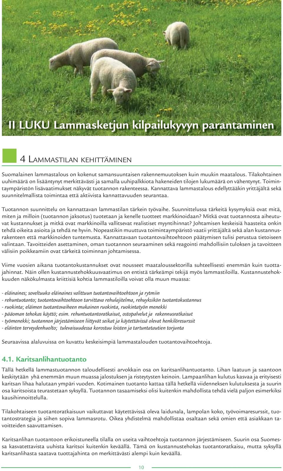 Kannattava lammastalous edellyttääkin yrittäjältä sekä suunnitelmallista toimintaa että aktiivista kannattavuuden seurantaa. Tuotannon suunnittelu on kannattavan lammastilan tärkein työvaihe.