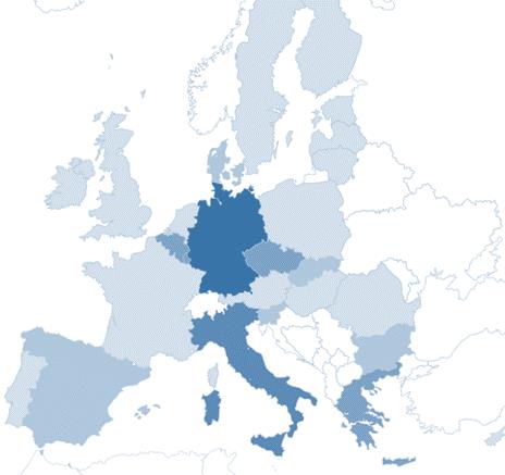 Hajautetun rakennuskohtaisen tuotannon levinneisyys EU-28:ssa lämpöpumput pellettikattilat Solar