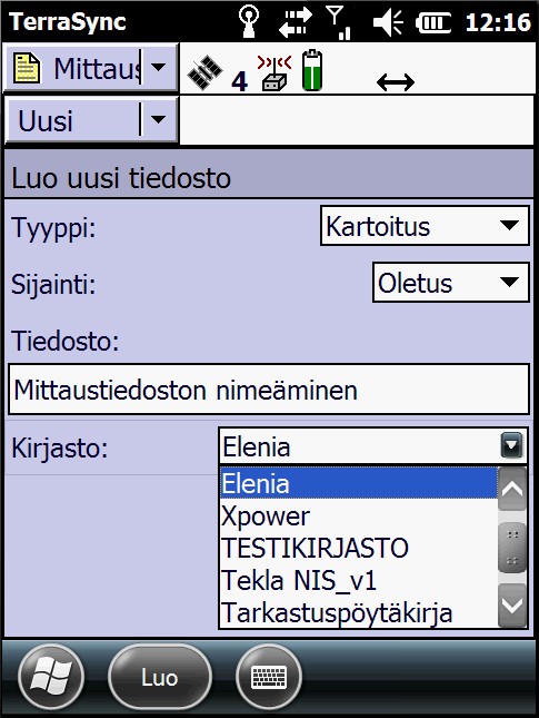 Liite 2 22(41) 4. Mittaus Mittausvalikosta päästään luomaan uusia mittauksia tai vaihtoehtoisesti jatkamaan vanhempia mittauksia.