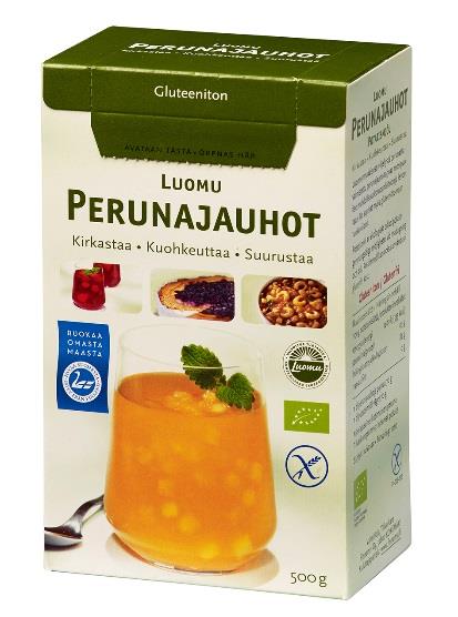 Luomu-ilmaisut - pakollinen lehtimerkki, jonka yhteydessä valvovan viranomaisen tunnus ja merkintä Tuotettu Suomessa - lehtimerkki vahvistavana merkkinä edessä -