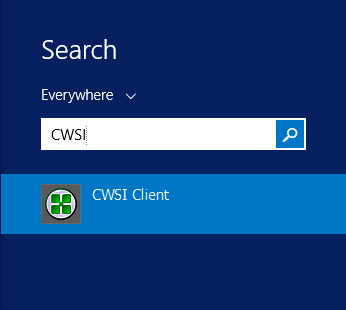 CWSI:n käynnistäminen Ennen CWSI:n käyttöä, CWSI Client on käynnistettävä ja yhdistettävä CWSI Serveriin.