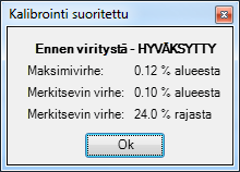 Tulosten tallennus Kun valitset Tallenna -painonapin käsinsyöttöikkunan työkalupalkista, CMX tallentaa kalibrointitulokset tietokantaan.