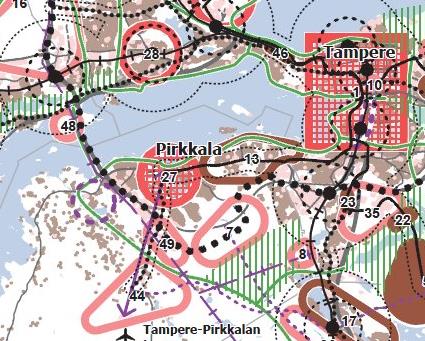 Pääosa alueesta on asemakaavoittamaton. Alueen asemakaavatilanne.