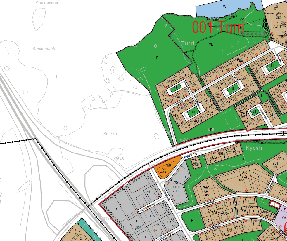 Asemakaava Osalla aluetta on voimassa asemakaava. Alue on rajattu käsittämään Turrin alueen puistoalueet.