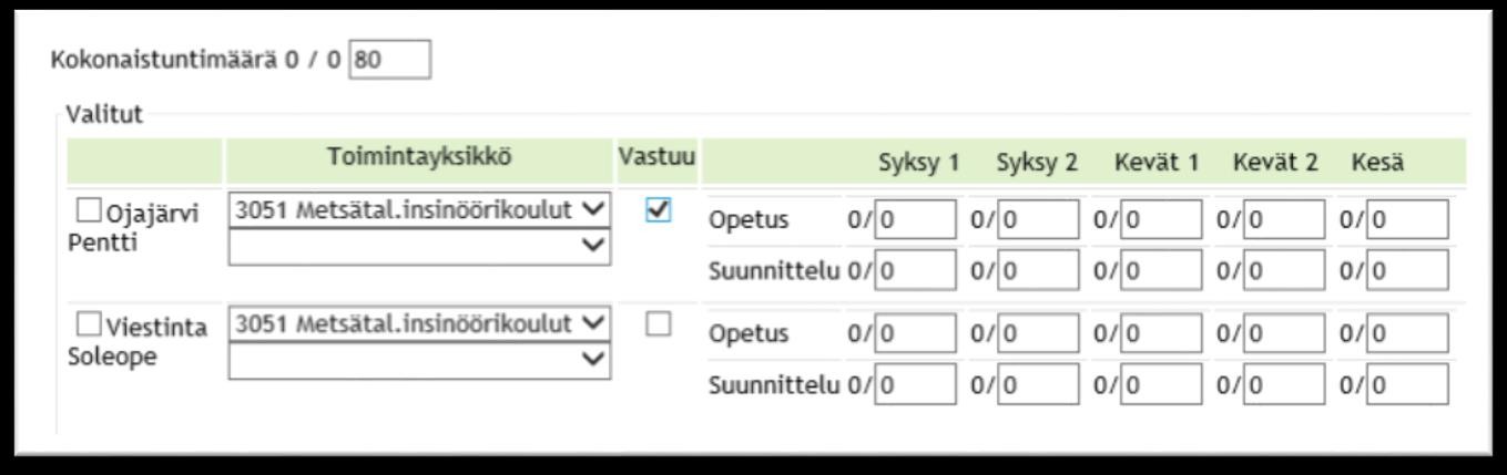 9 (10) Voit syöttää Kokonaistuntimäärä kenttään koko toteutukselle käytettävissä olevan kokonaistuntimäärän. Nämä voi jättää myös laittamatta.