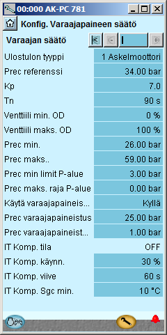 Konfigurointi - jatkoa Aseta varaajapaineen säätö 1. Mene konfigurointivalikkoon 2. Valitse Receiver control (varaajapaineen säätö) 3.