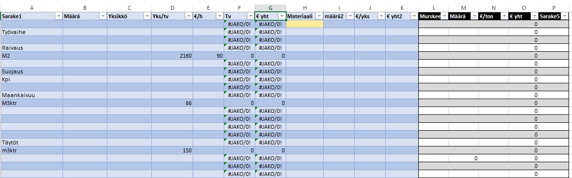 22 Excel-laskentapohja. Johtopäätökset Mestarityön tavoitteena oli kehittää kustannuslaskentaa.