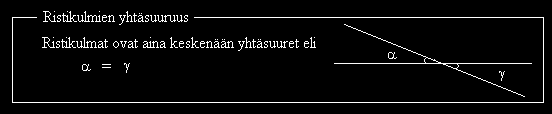 Vieruskulmat ja ristikulmat 30 4 Vieruskulmat ja ristikulmat Kulmiin liittyviä määritelmiä Kun kaksi kulmaa on vierekkäin siten, että niiden kärjet ja erinimiset kyljet yhtyvät ja toiset erinimiset