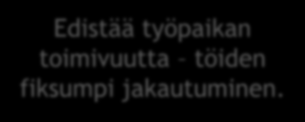 Työn muotoilu Ratko hankkeessa - työntekijöiden kommentteja Edistää työpaikan toimivuutta töiden fiksumpi jakautuminen.