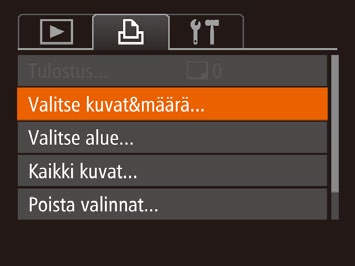 Kuvien lisääminen tulostuslistaan (DPOF) Stillkuvat Videot Kamerassa voi määrittää erätulostuksen (= 138) ja kuvakehityspalvelun tilauksen asetukset.