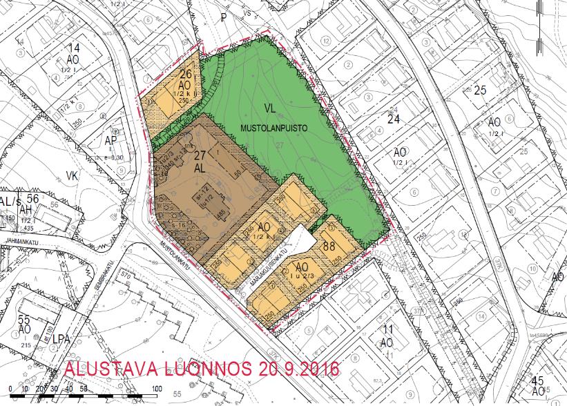 26/42 on mahdollista myös jakaa erillisellä tonttijaolla kahdeksi tontiksi.