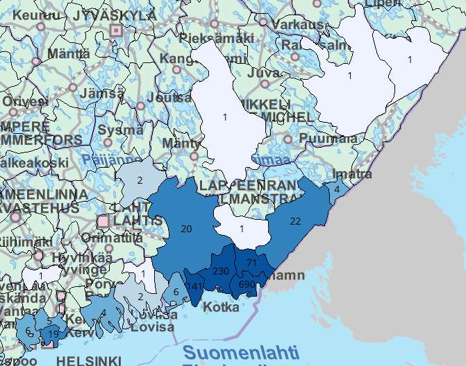 Virolahdelta pendelöivät 2012 kunnittain (Asuinpaikka