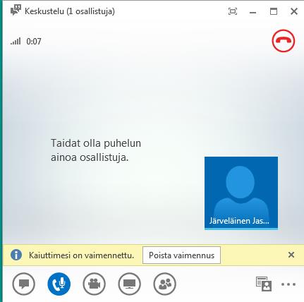 Kokoukseen liityttäessä sovellus saattaa kysyä, miten kokouksen äänet yhdistetään. Äänten yhdistämisessä suositellaan Käyttää Lynciä.