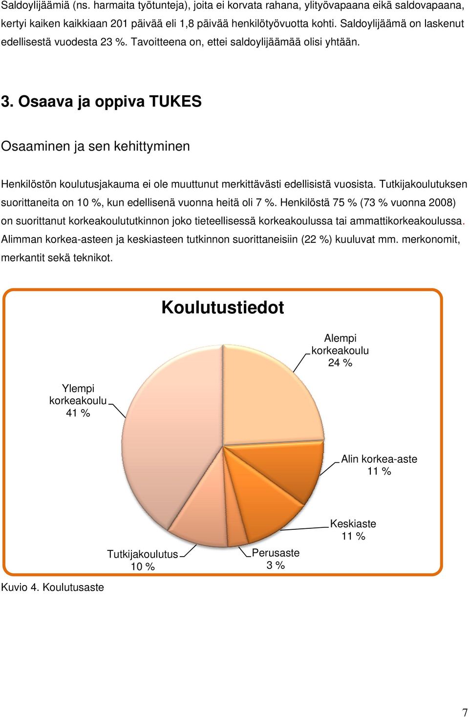 Osaava ja oppiva TUKES Osaaminen ja sen kehittyminen Henkilöstön koulutusjakauma ei ole muuttunut merkittävästi edellisistä vuosista.