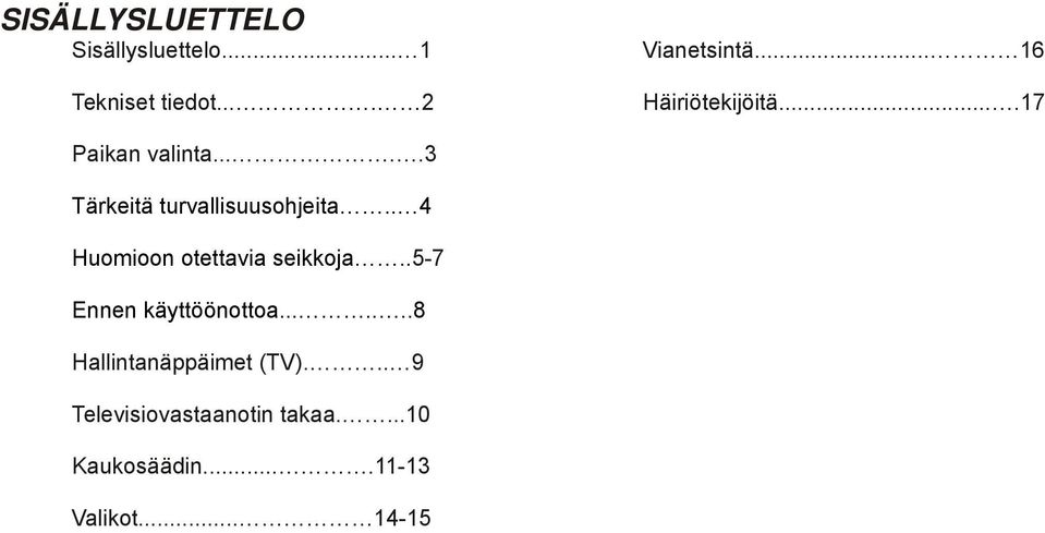 . 4 Huomioon otettavia seikkoja..5-7 Ennen käyttöönottoa.