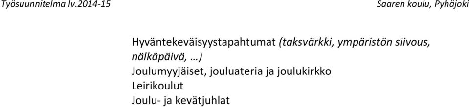 nälkäpäivä, ) Joulumyyjäiset,