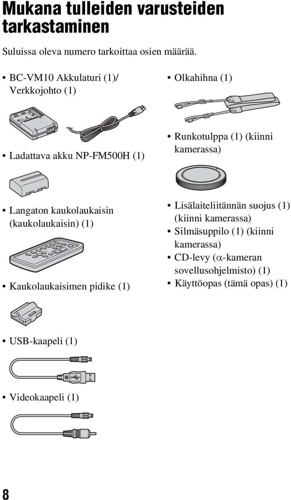 Langaton kaukolaukaisin (kaukolaukaisin) (1) Kaukolaukaisimen pidike (1) Lisälaiteliitännän suojus (1) (kiinni kamerassa)