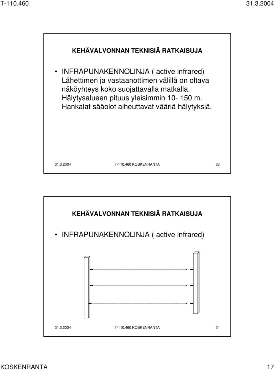 Hälytysalueen pituus yleisimmin 10-150 m.