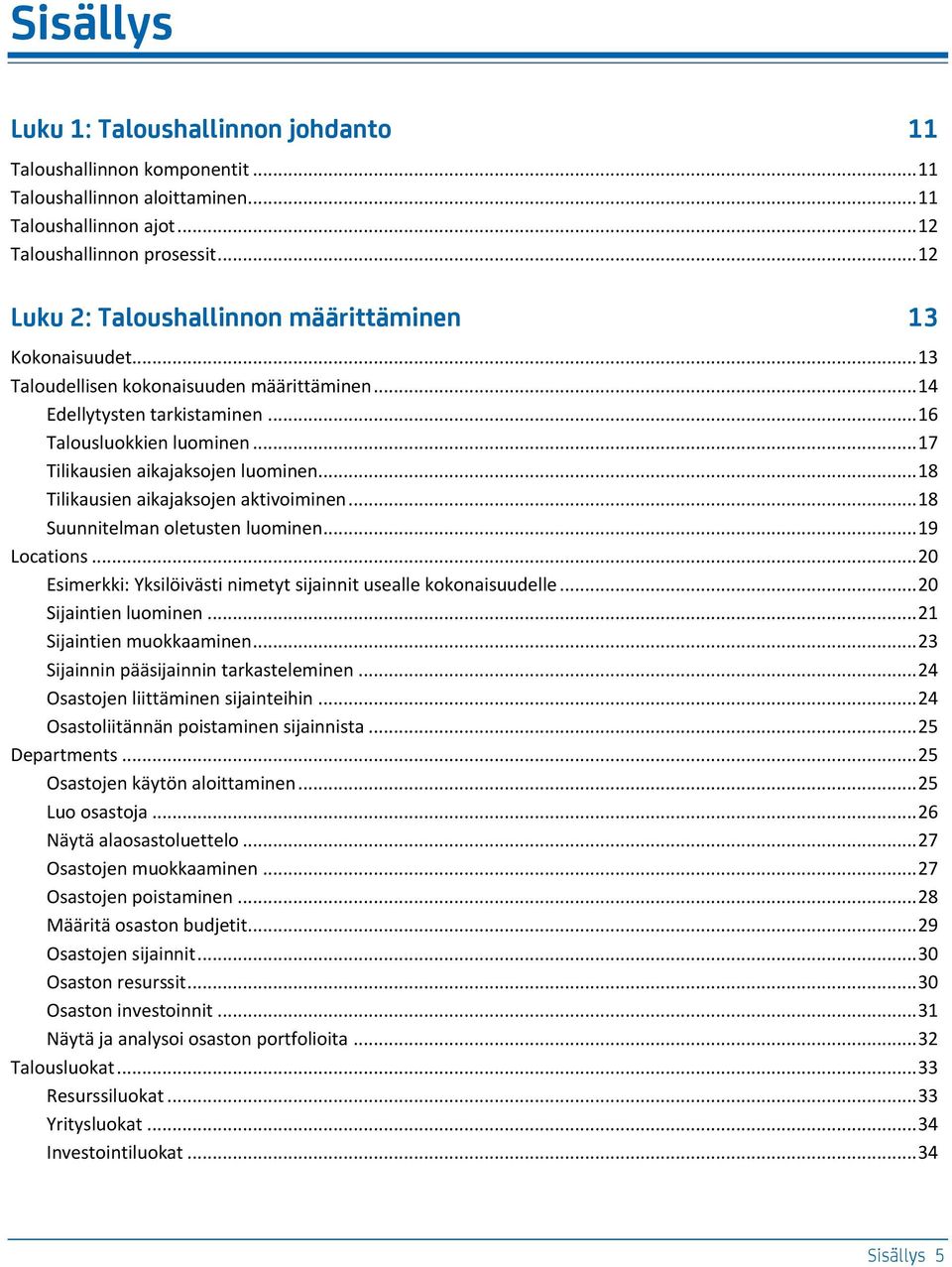 .. 17 Tilikausien aikajaksojen luominen... 18 Tilikausien aikajaksojen aktivoiminen... 18 Suunnitelman oletusten luominen... 19 Locations.