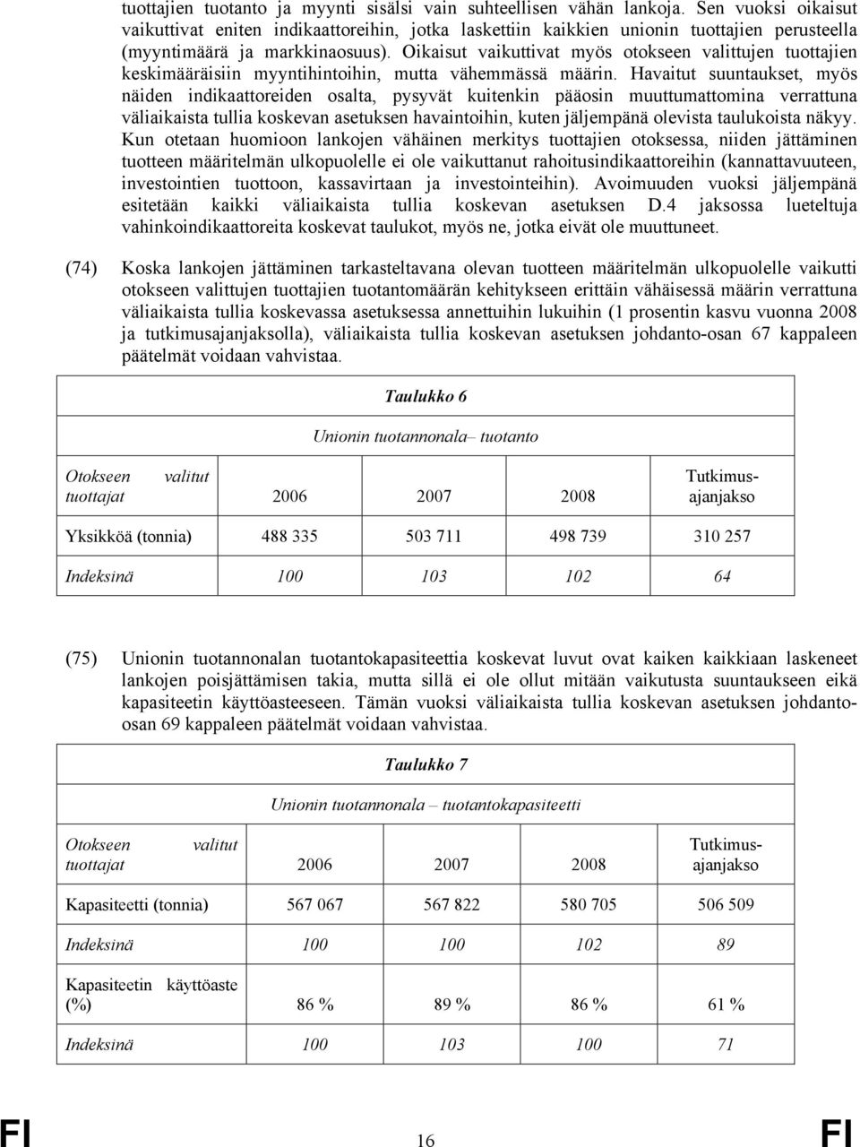 Oikaisut vaikuttivat myös otokseen valittujen tuottajien keskimääräisiin myyntihintoihin, mutta vähemmässä määrin.