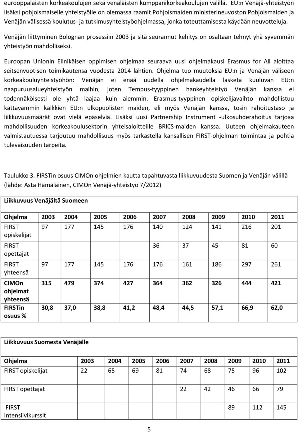 toteuttamisesta käydään neuvotteluja. Venäjän liittyminen Bolognan prosessiin 2003 ja sitä seurannut kehitys on osaltaan tehnyt yhä syvemmän yhteistyön mahdolliseksi.