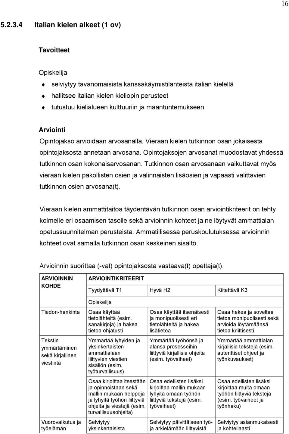 maantuntemukseen Arviointi Opintojakso arvioidaan arvosanalla. Vieraan kielen tutkinnon osan jokaisesta opintojaksosta annetaan arvosana.