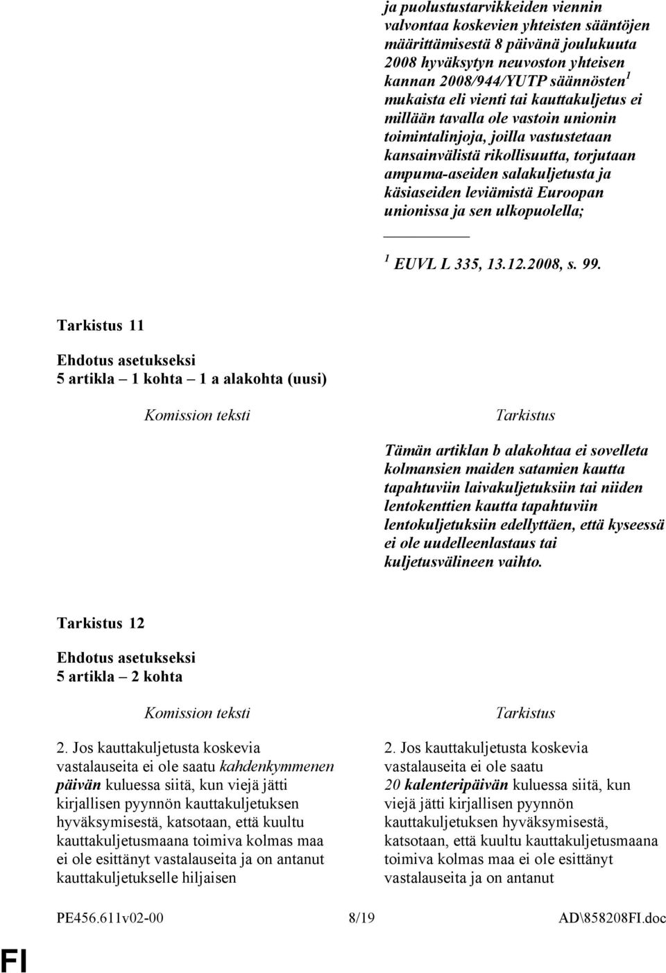 unionissa ja sen ulkopuolella; 1 EUVL L 335, 13.12.2008, s. 99.