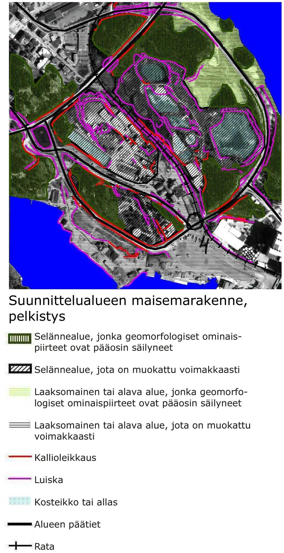Laaksomainen tai alava alue, jonka geomorfologiset ominaispiirteet ovat pääosin säilyneet