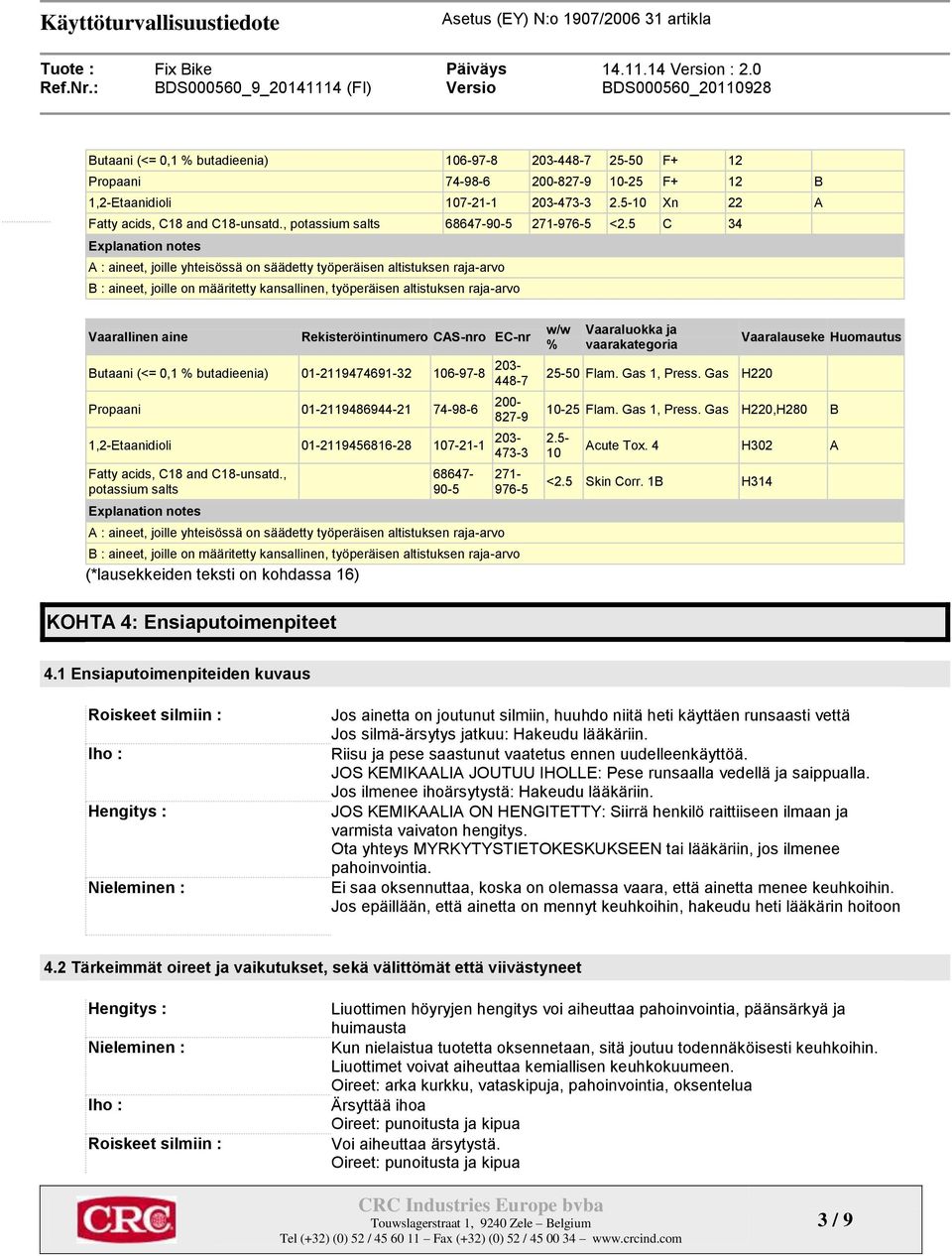 5 C 34 Explanation notes A : aineet, joille yhteisössä on säädetty työperäisen altistuksen raja-arvo B : aineet, joille on määritetty kansallinen, työperäisen altistuksen raja-arvo Vaarallinen aine