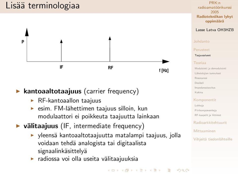 FM-lähettimen taajuus silloin, kun modulaattori ei poikkeuta taajuutta lainkaan välitaajuus