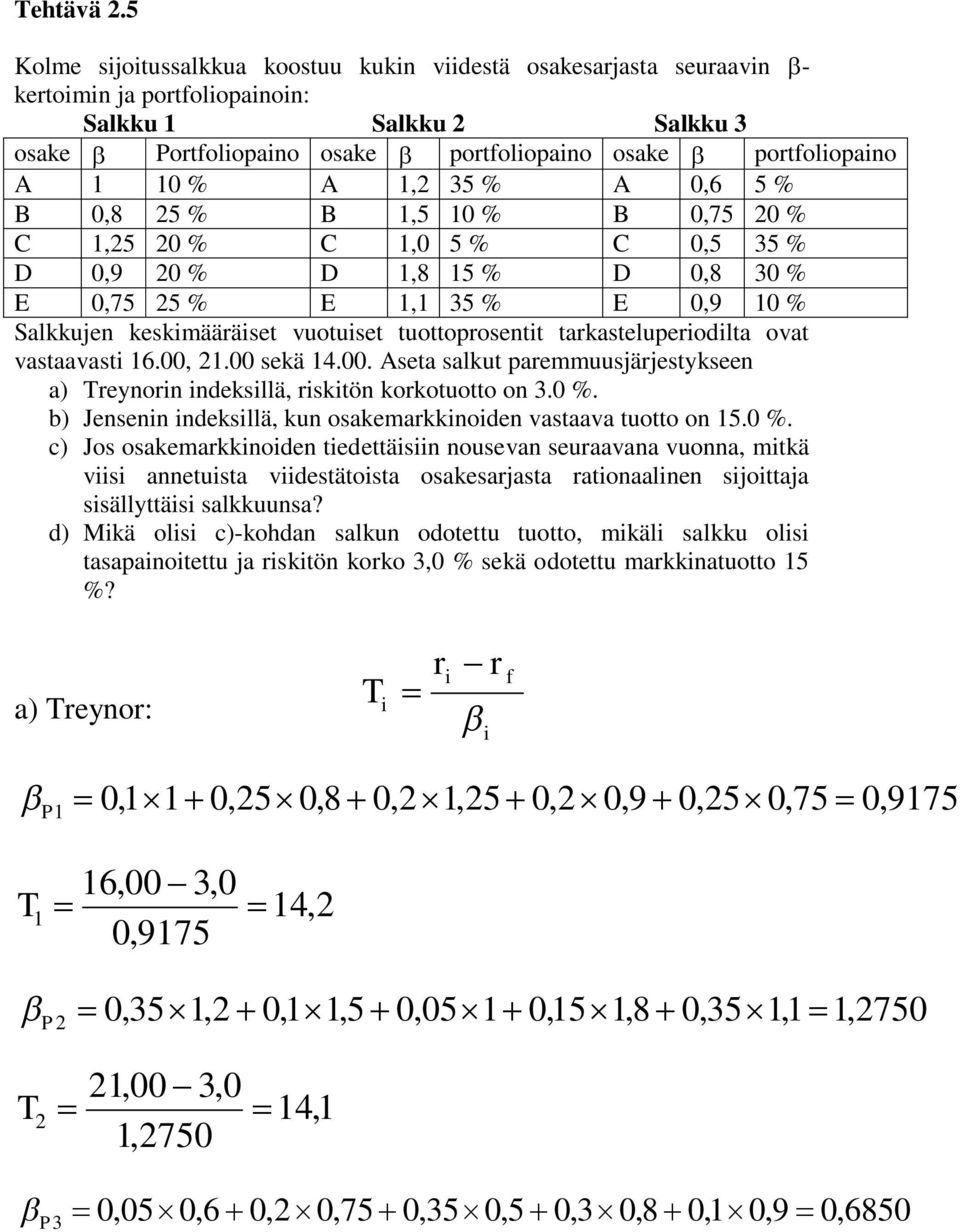 0 % B 0,75 0 % C,5 0 % C,0 5 % C 0,5 35 % D 0,9 0 % D,8 5 % D 0,8 30 % E 0,75 5 % E, 35 % E 0,9 0 % Salkkujen keskmäääset vuotuset tuottoposentt takastelupeodlta ovat vastaavast 6.00,