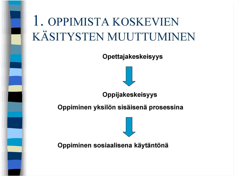 Oppijakeskeisyys Oppiminen yksilön