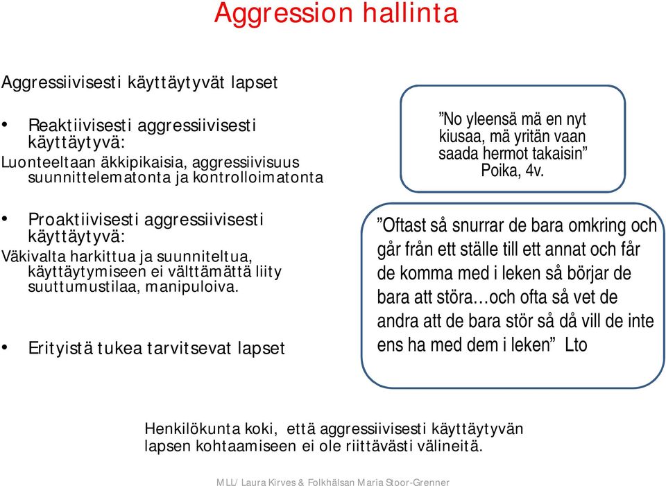 Erityistä tukea tarvitsevat lapset No yleensä mä en nyt kiusaa, mä yritän vaan saada hermot takaisin Poika, 4v.