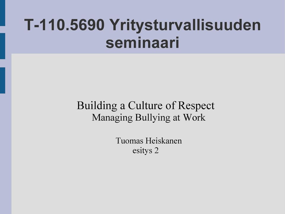 seminaari Building a Culture