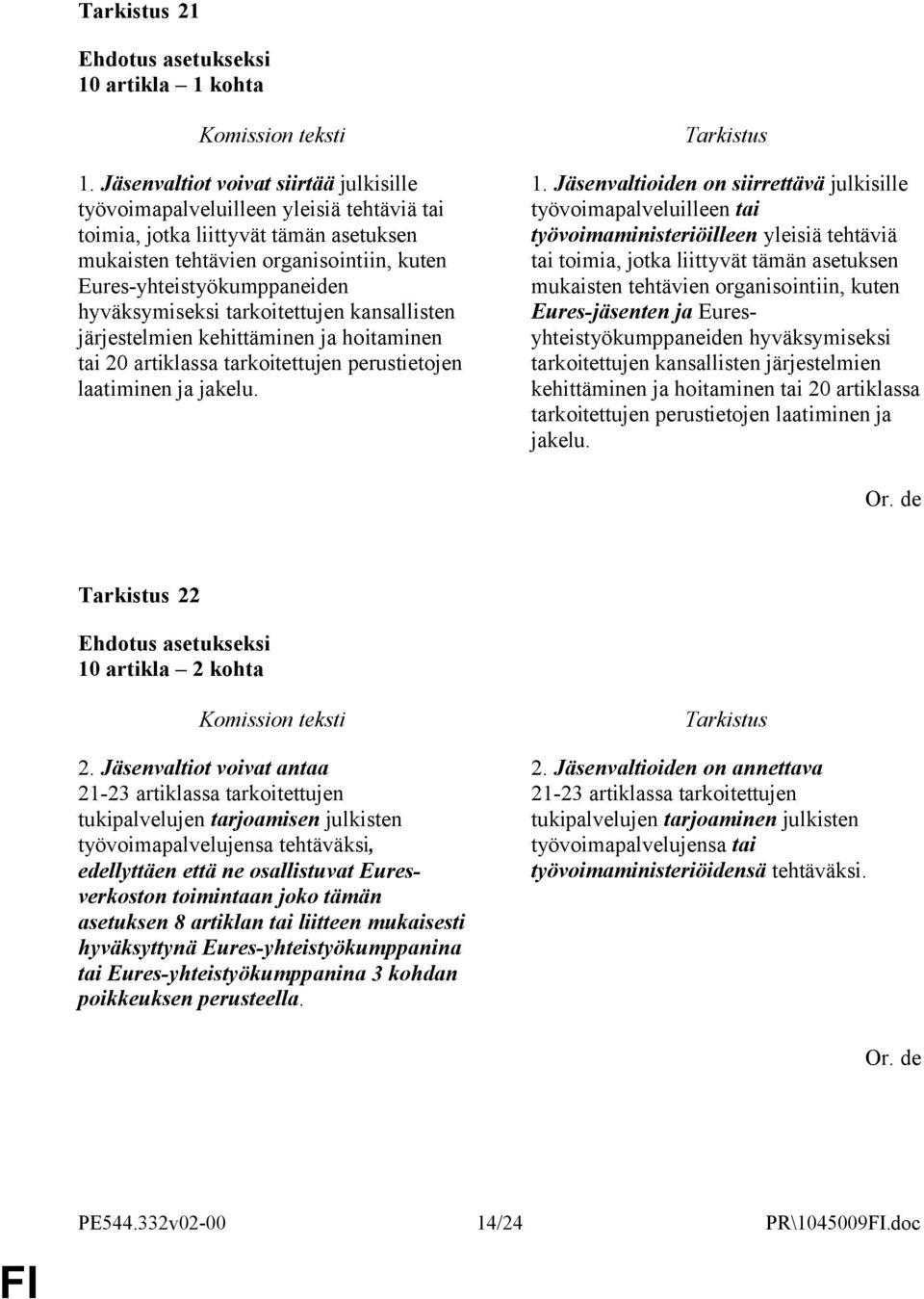 hyväksymiseksi tarkoitettujen kansallisten järjestelmien kehittäminen ja hoitaminen tai 20 artiklassa tarkoitettujen perustietojen laatiminen ja jakelu. 1.