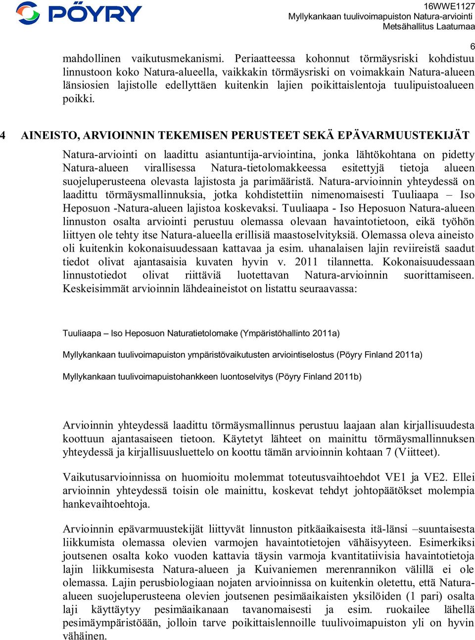 tuulipuistoalueen poikki.