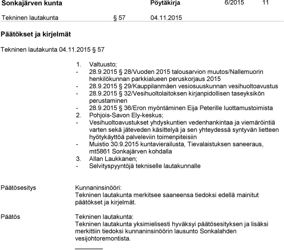 9.2015 36/Eron myöntäminen Eija Peterille luottamustoimista 2.